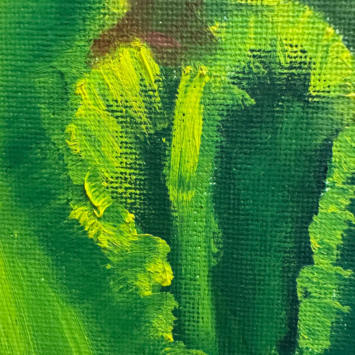“Green Tulip” Oil on Canvas Small Painting