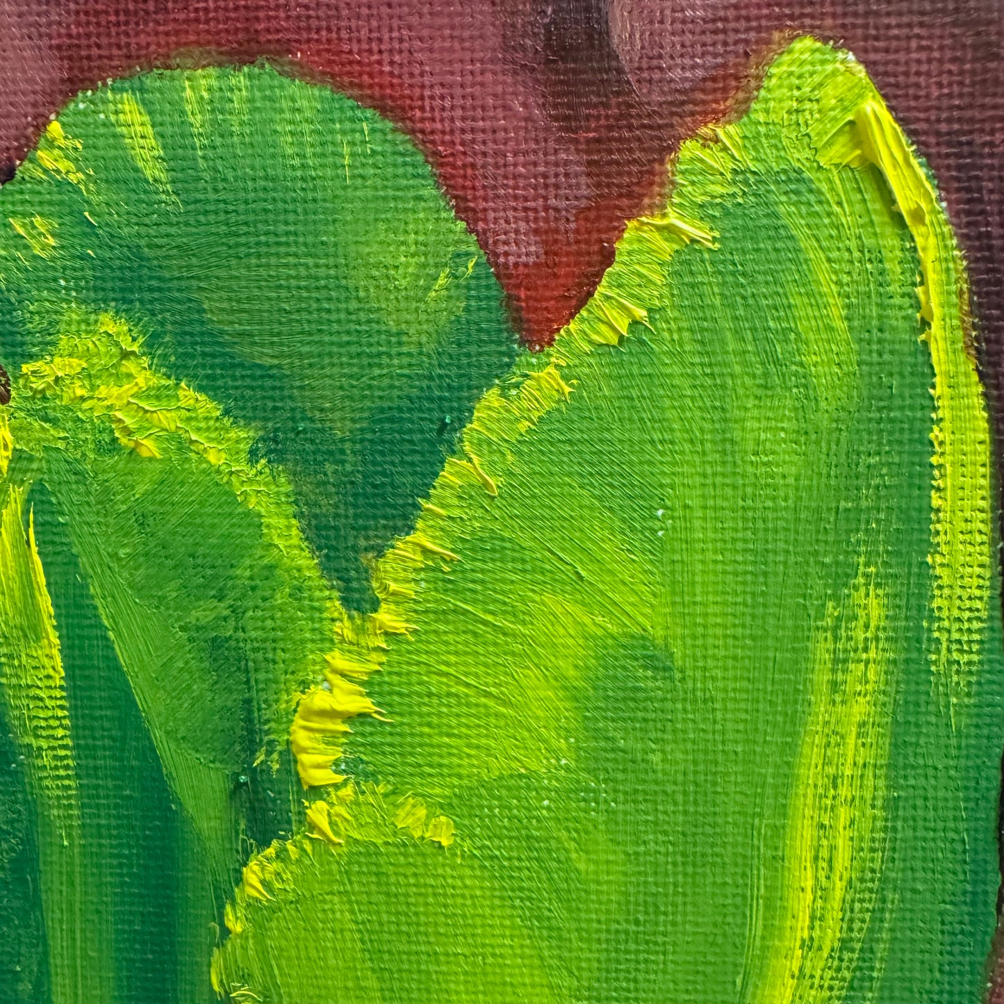 “Green Tulip” Oil on Canvas Small Painting