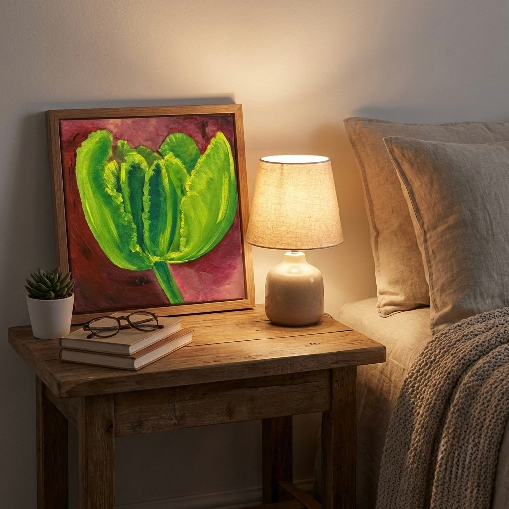 “Green Tulip” Oil on Canvas Small Painting