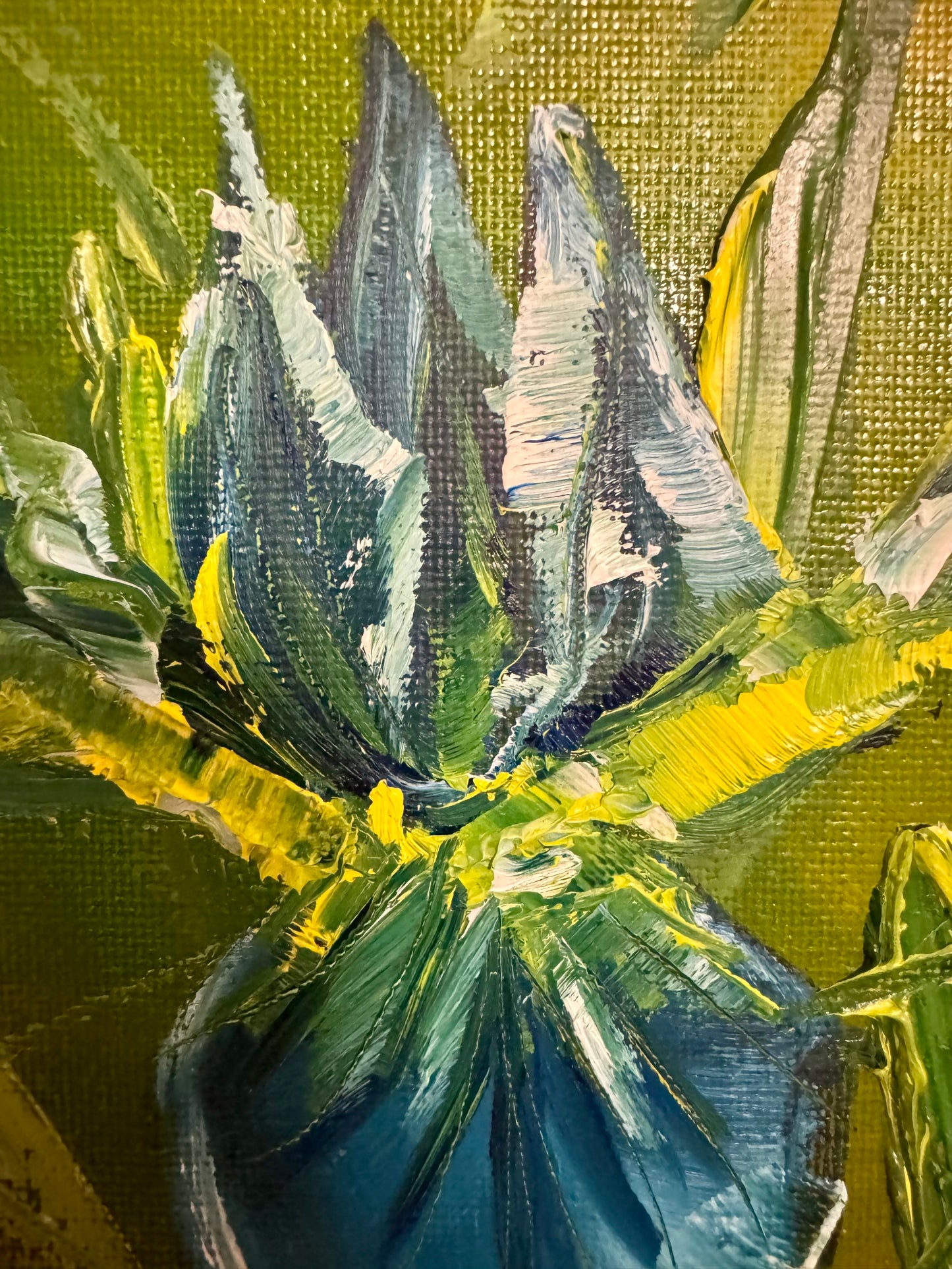 "Blue Iris" Original Mini Oil Painting – 8”x8” Impressionist Floral Art | Katya Montes Art