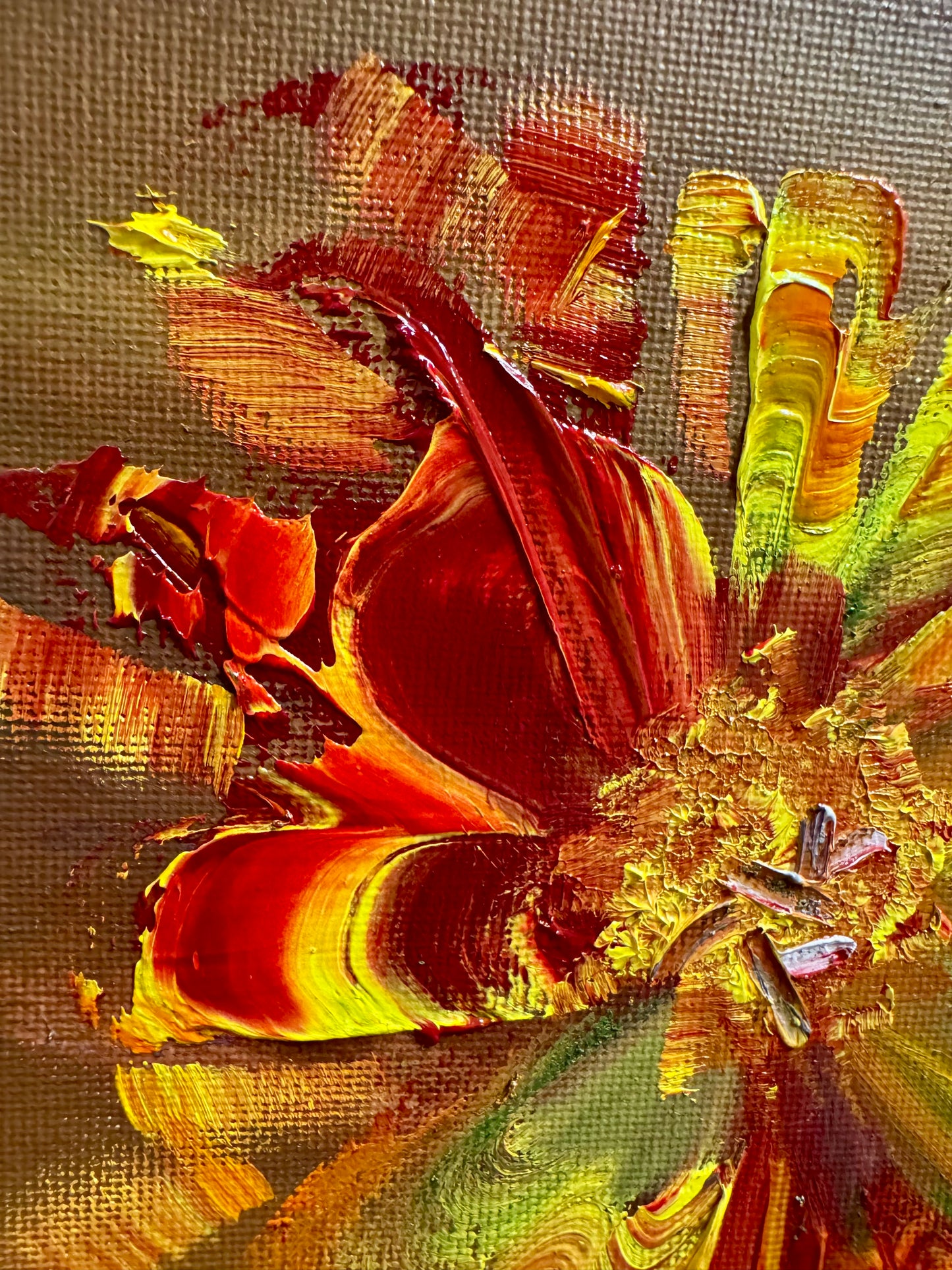 "Solar Bloom" – Original 8x8 Impasto Floral Oil Painting on Canvas | Katya Montes Art