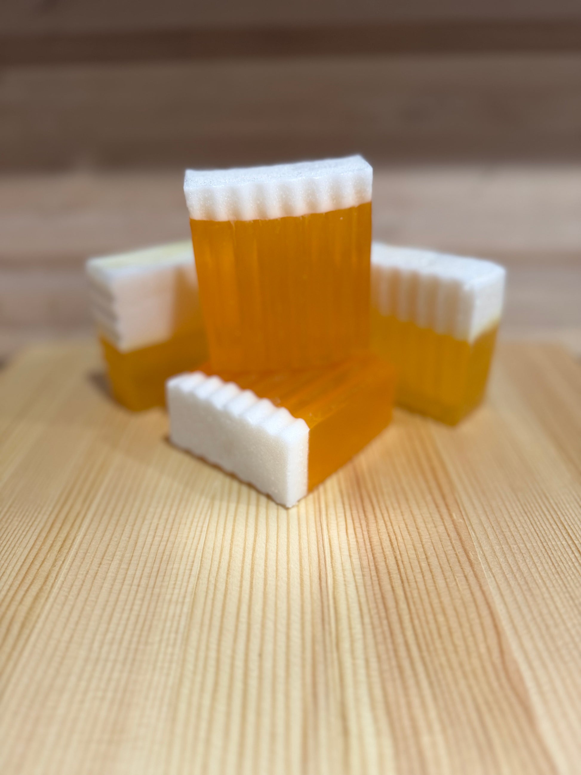 Glycerin handmade soaps with top goat milk layer 