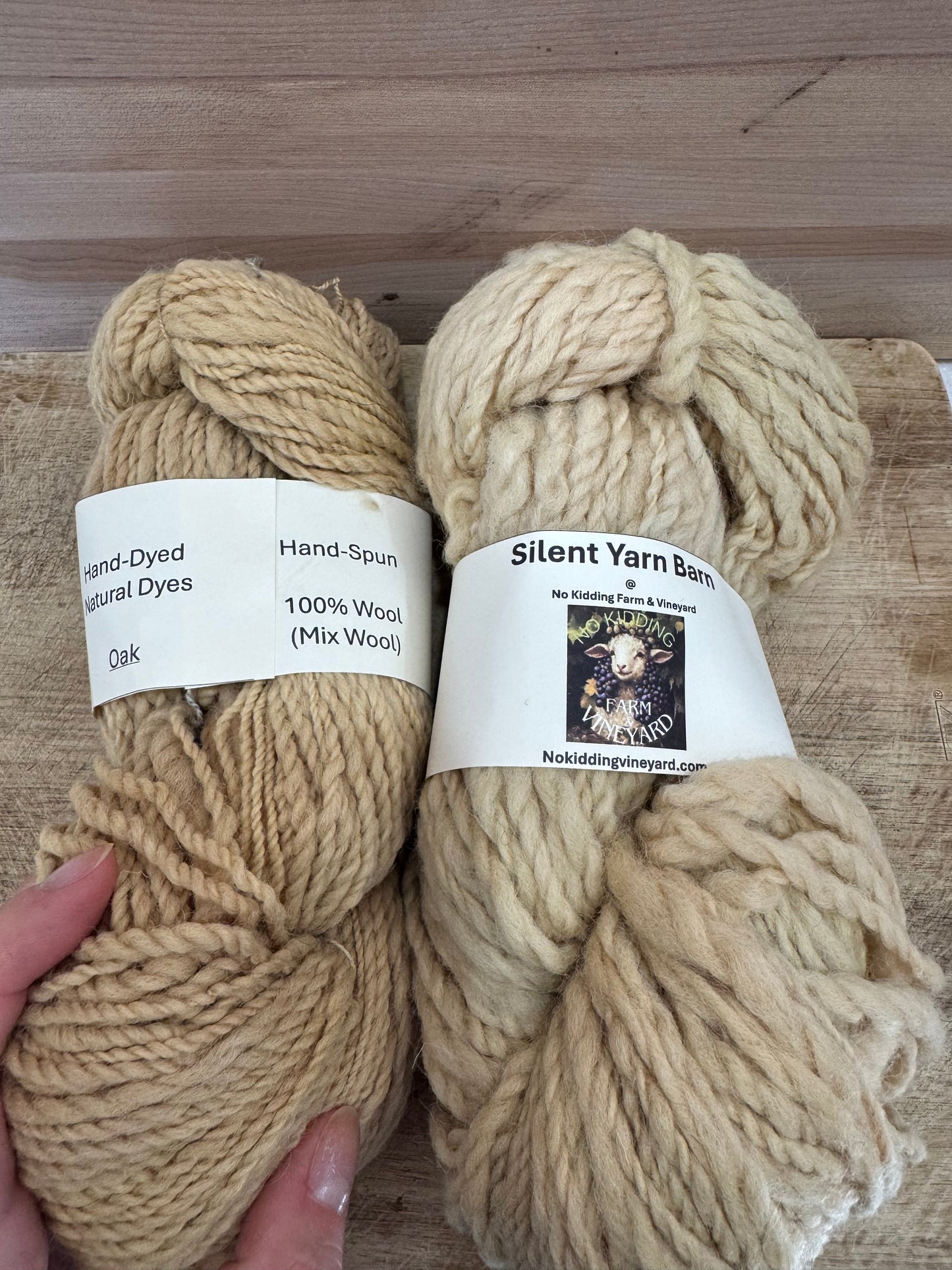 Hand-Spun, Naturally Hand-Dyed with Oak Leaves, 100% Sheep Wool Yarn, 2-ply