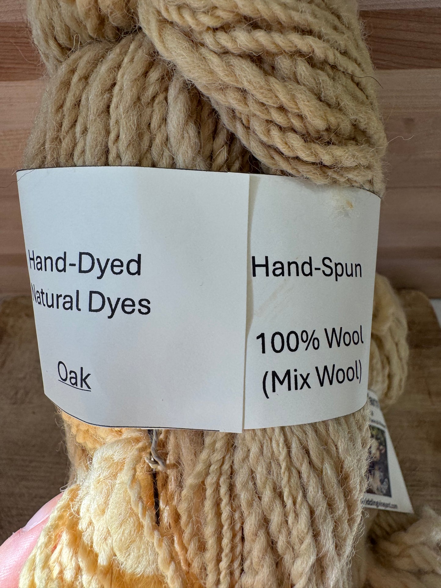 Hand-Spun, Naturally Hand-Dyed with Oak Leaves, 100% Sheep Wool Yarn, 2-ply