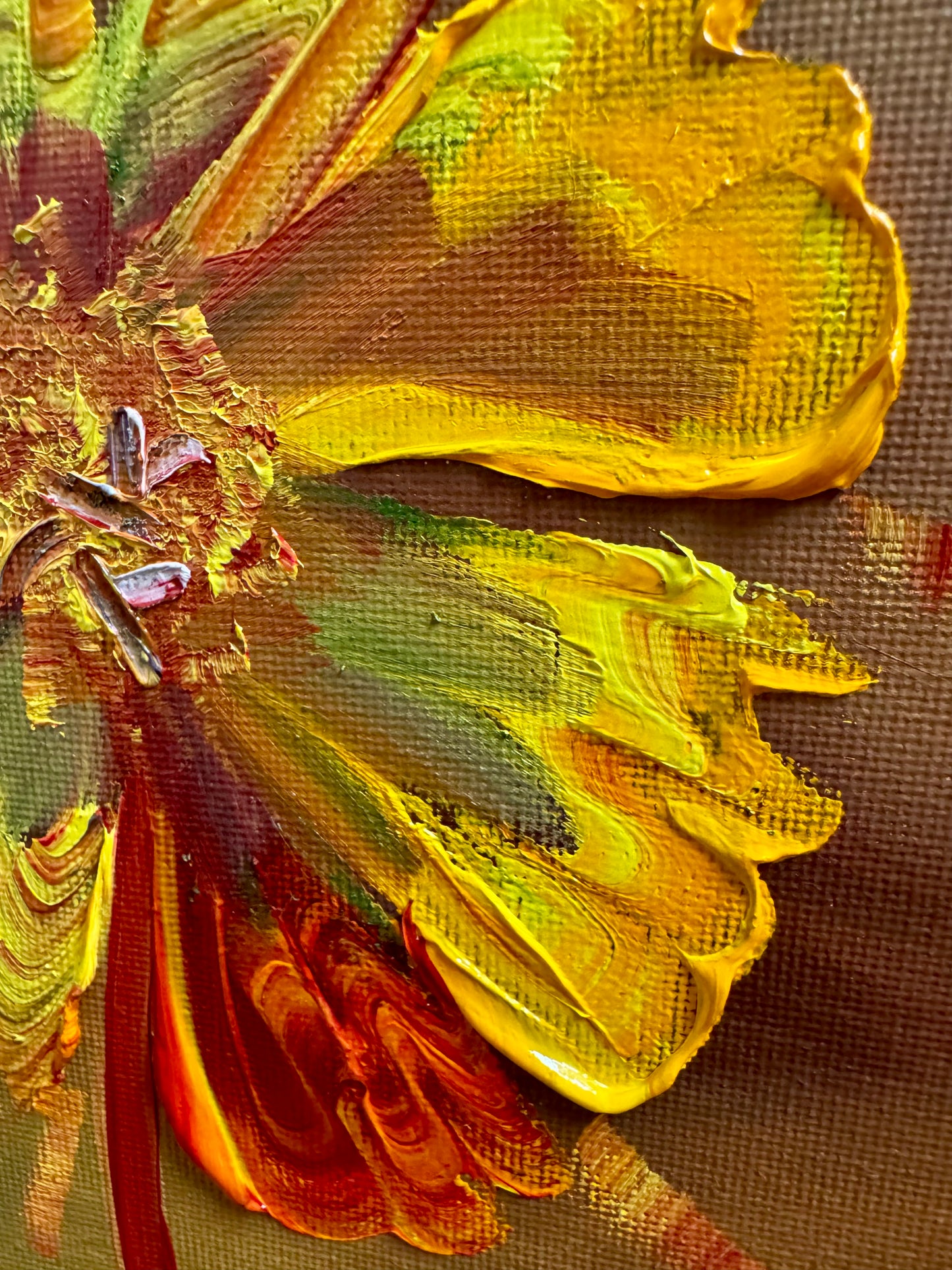"Solar Bloom" – Original 8x8 Impasto Floral Oil Painting on Canvas | Katya Montes Art