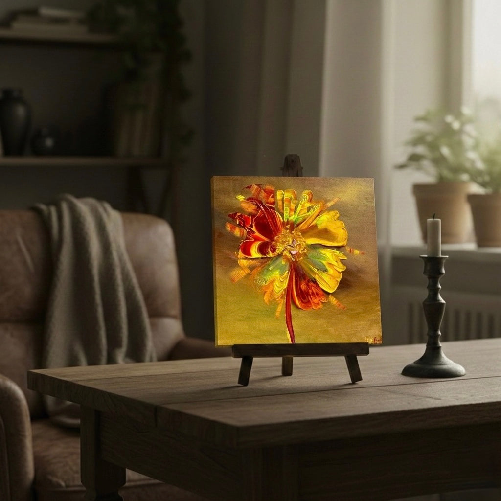 "Solar Bloom" – Original 8x8 Impasto Floral Oil Painting on Canvas | Katya Montes Art