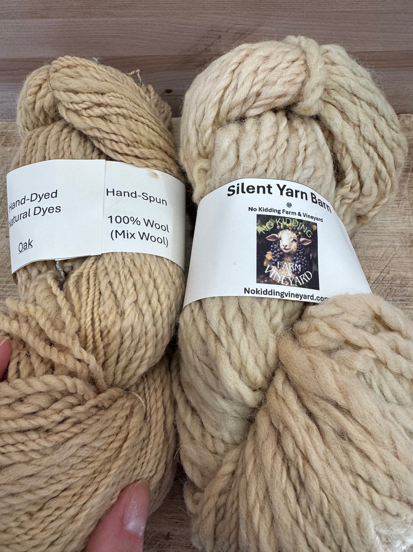 Hand-Spun, Naturally Hand-Dyed with Oak Leaves, 100% Sheep Wool Yarn, 2-ply