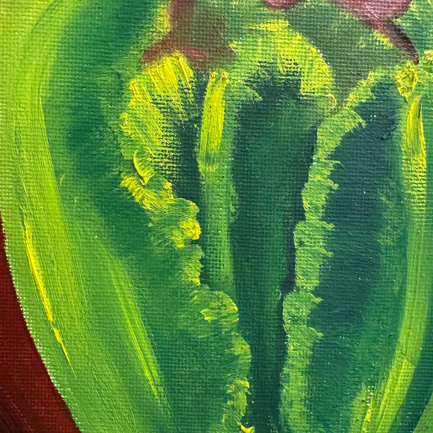 “Green Tulip” Oil on Canvas Small Painting