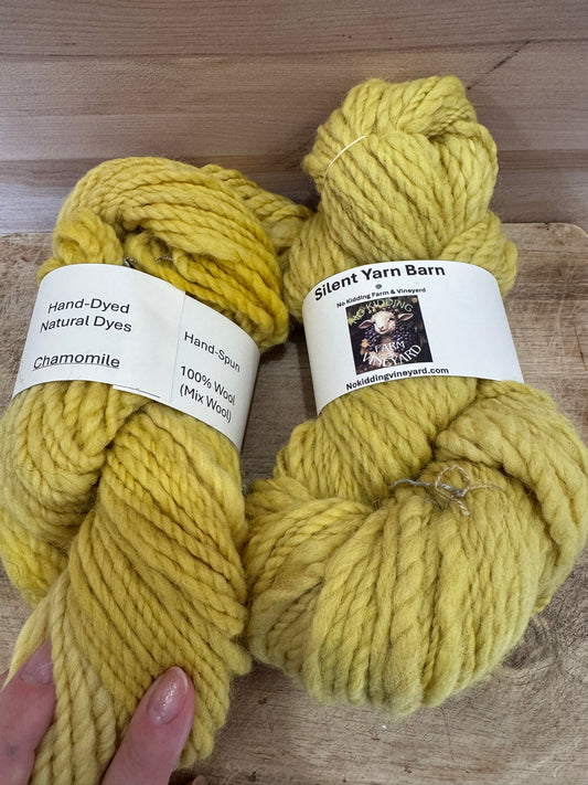 Hand-Spun, Naturally Hand-Dyed with Chamomile, 100% Sheep Wool Yarn, 2-ply