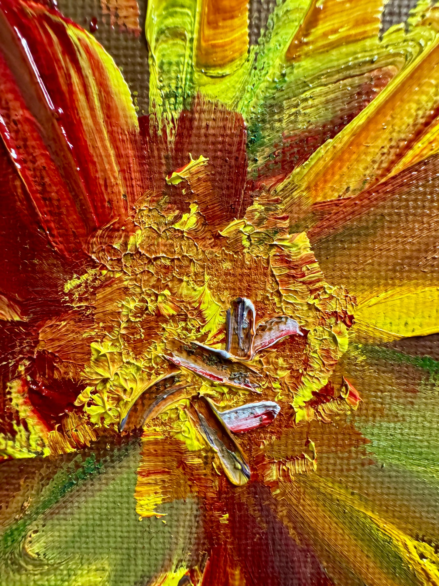 "Solar Bloom" – Original 8x8 Impasto Floral Oil Painting on Canvas | Katya Montes Art