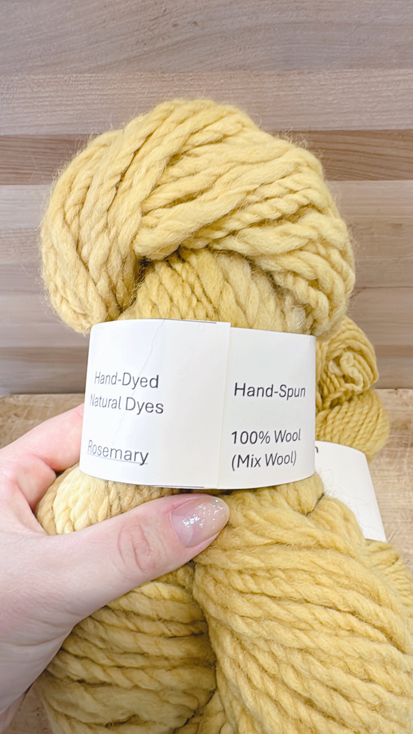Hand-Spun, Naturally Hand-Dyed with Rosemary, 100% Sheep Wool Yarn, 2-ply