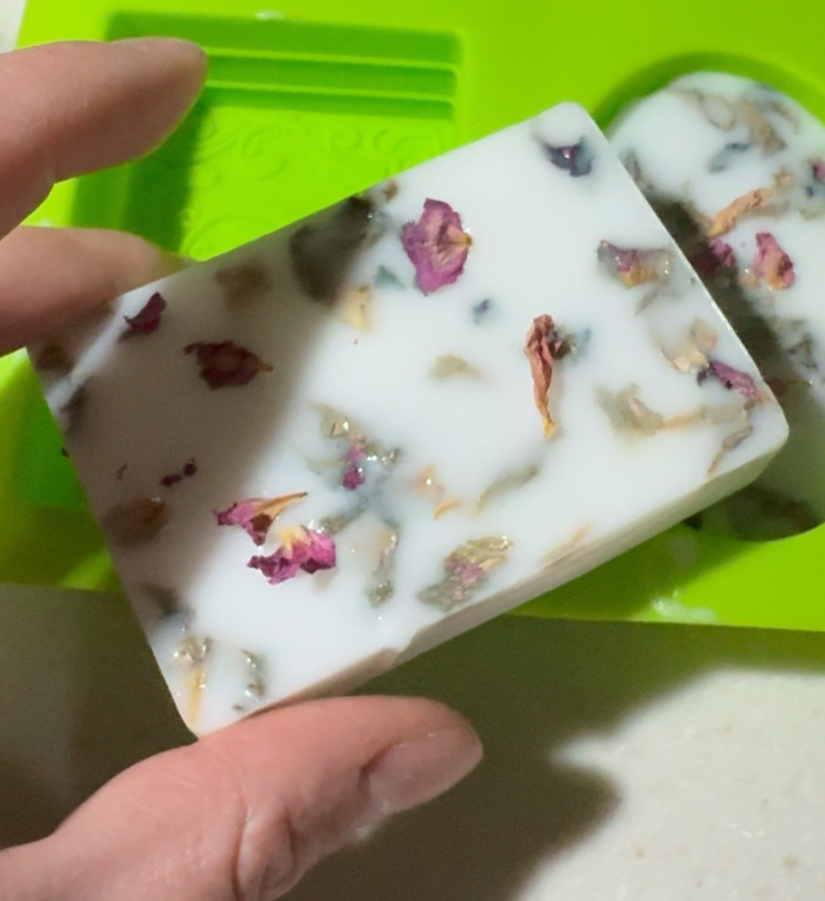 Luxurious, Handmade at the Farm Goat Milk Soap with Rose Petals and Vanilla Essential Oil