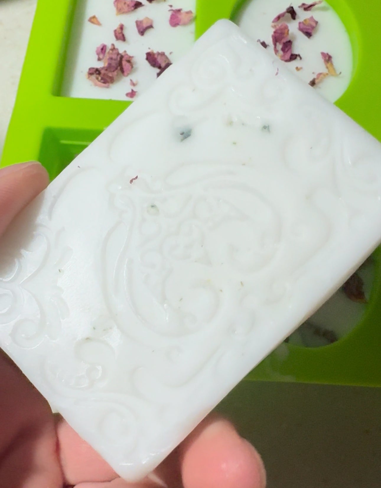 Luxurious, Handmade at the Farm Goat Milk Soap with Rose Petals and Vanilla Essential Oil