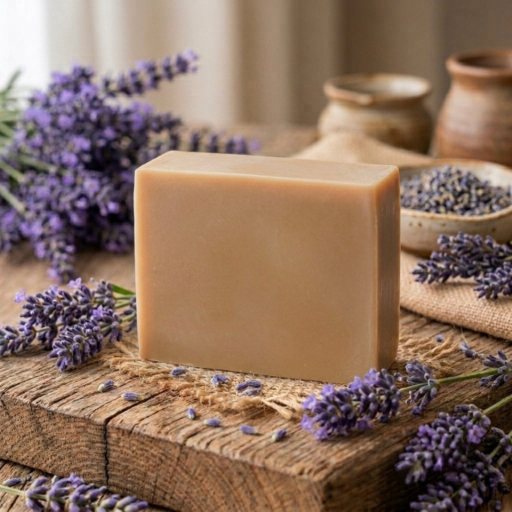 Lavender scented bar is goat milk soap