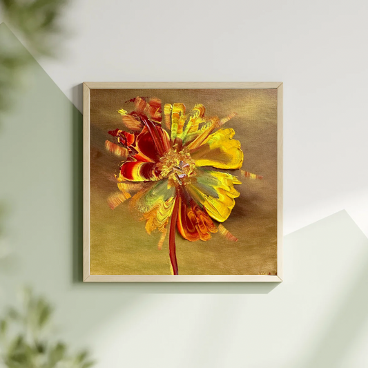 "Solar Bloom" – Original 8x8 Impasto Floral Oil Painting on Canvas | Katya Montes Art
